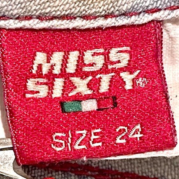 Miss Sixty Y2K Dionne Flared Light Blue Jeans Size 24 red stitching zipper - Picture 8 of 12